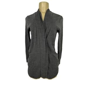 Kathmandu Cardigan Women 8 Dark Grey Merino Wool Open Front Outdoors D28v